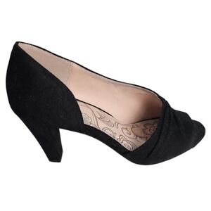 Mootsies Tootsies Peep Toe Pumps Women Sz 9 Black D'Orsay Ruched Classic Elegant
